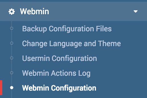 Webmin Configuration Link